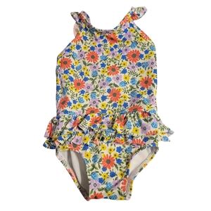 Baby Boden Floral Ruffle Swim Suit